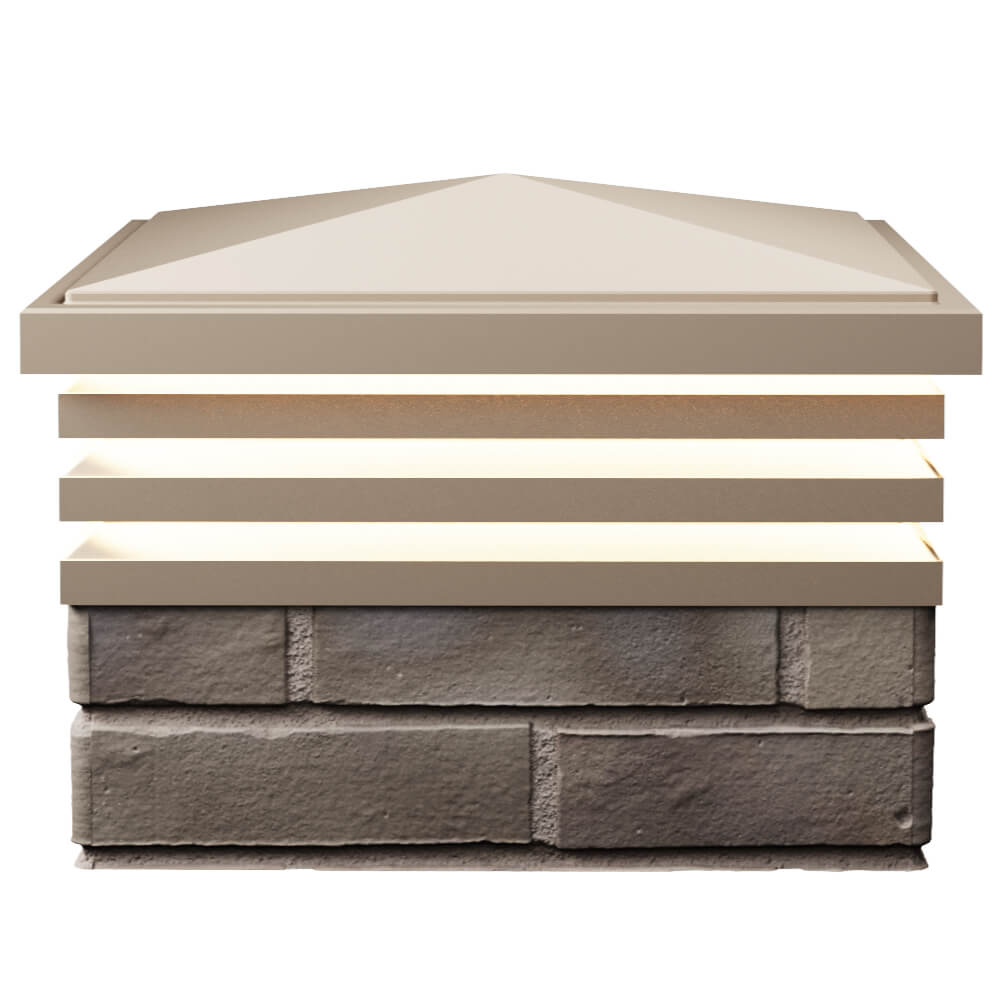 Колпак Zking Бона ХайТек Бежевый на столб 1.5х1.5 кирпича (385х385мм) с подсветкой в Казани фото