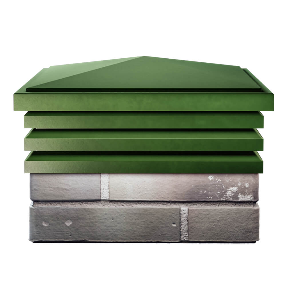 Колпак Zking Бона ХайТек Зеленый на столб 1.5х1.5 кирпича (385х385мм) Казань фото