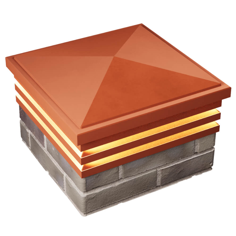 Колпак Zking Бона ХайТек Красный на столб 1.5х1.5 кирпича (385х385мм) с подсветкой в Казани фото