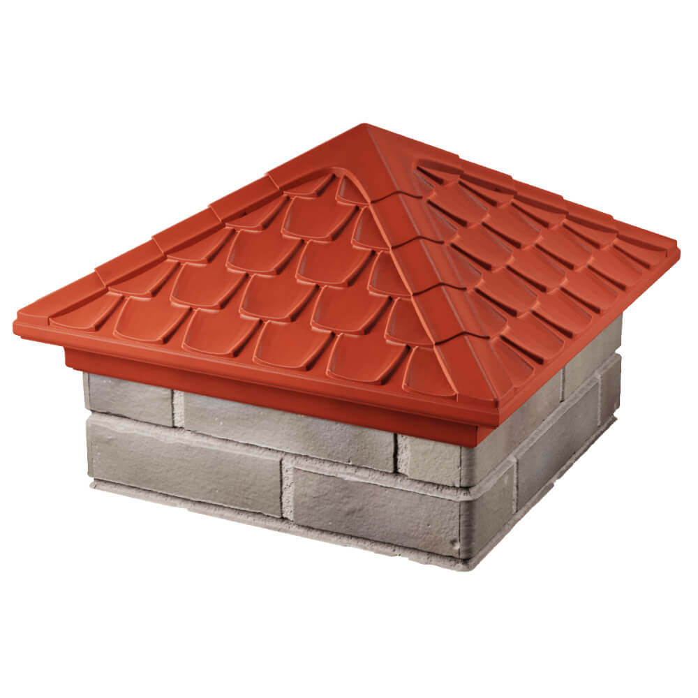 Колпак Zking Эльбрус Красный на столб 1.5х1.5 кирпича (385х385мм) в Казани фото