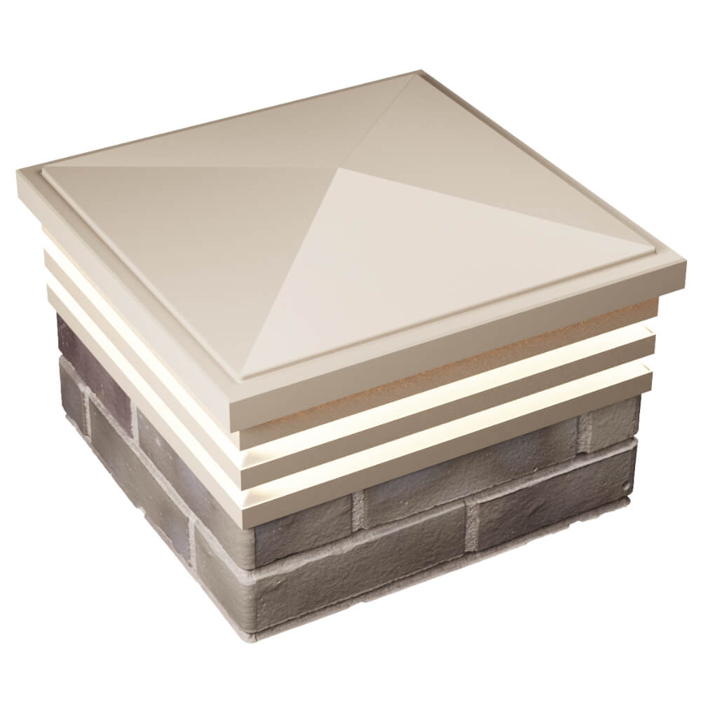 Колпак Zking Бона ХайТек Бежевый на столб 1.5х1.5 кирпича (385х385мм) с подсветкой в Казани фото