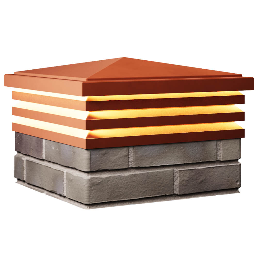 Колпак Zking Бона ХайТек Красный на столб 1.5х1.5 кирпича (385х385мм) с подсветкой в Казани фото