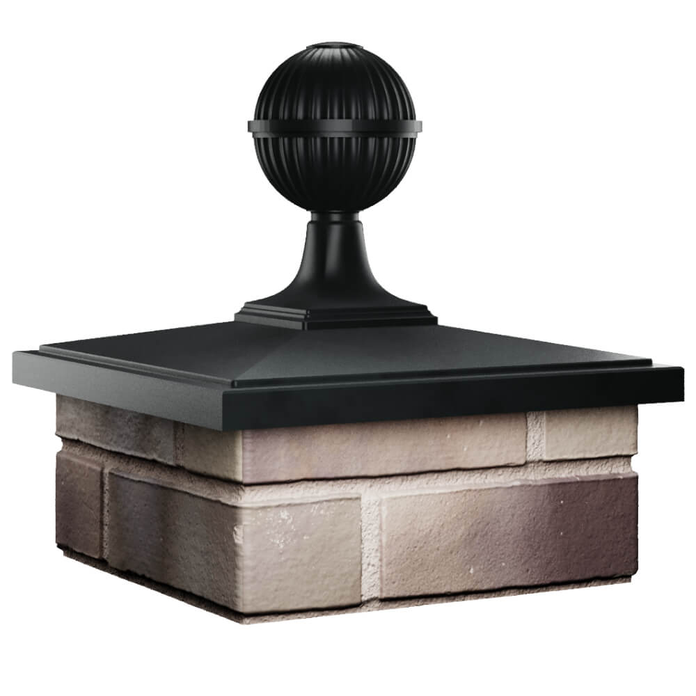 Колпак Zking БонаМоно Черный с шаром на столб 1.5х1.5 кирпича (385х385, 400х400мм) в сборе в Казани фото