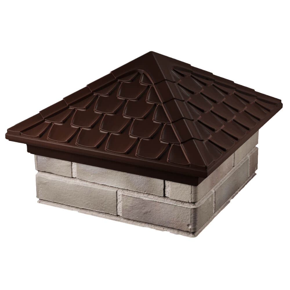 Колпак Zking Эльбрус Коричневый на столб 1.5х1.5 кирпича (385х385мм) в Казани фото