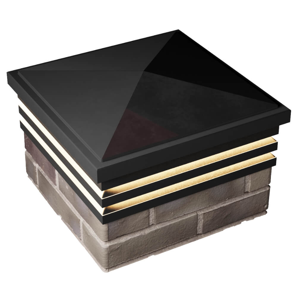 Колпак Zking Бона ХайТек Черный на столб 1.5х1.5 кирпича (385х385мм) с подсветкой в Казани фото