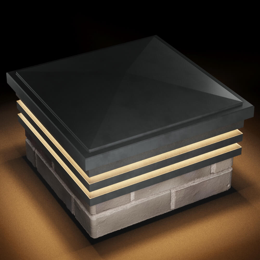 Колпак Zking Бона ХайТек Серый на столб 1.5х1.5 кирпича (385х385мм) с подсветкой в Казани фото