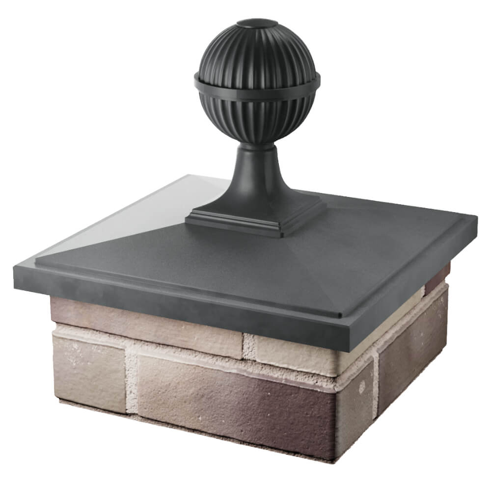 Колпак Zking БонаМоно Серый с шаром на столб 1.5х1.5 кирпича (385х385, 400х400мм) в сборе в Казани фото