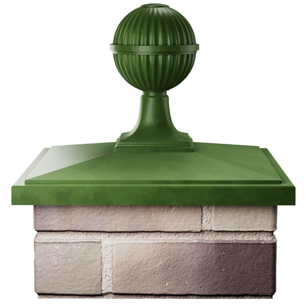 Колпак Zking БонаМоно Зеленый с шаром на столб 1.5х1.5 кирпича (385х385, 400х400мм) в сборе Казань фото
