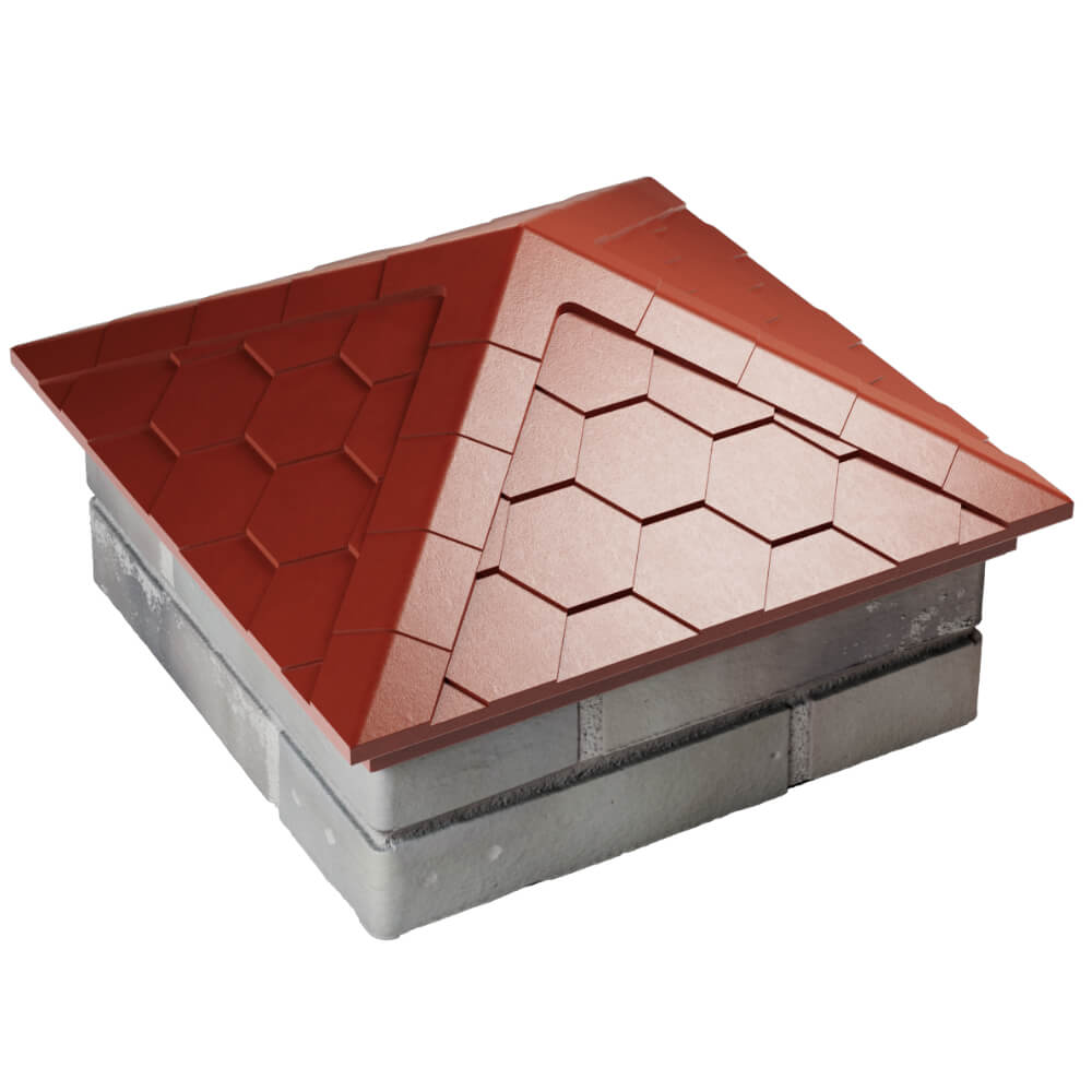 Колпак Zking Эверест Красный на столб 1.5х1.5 кирпича (390х390мм) в Казани фото