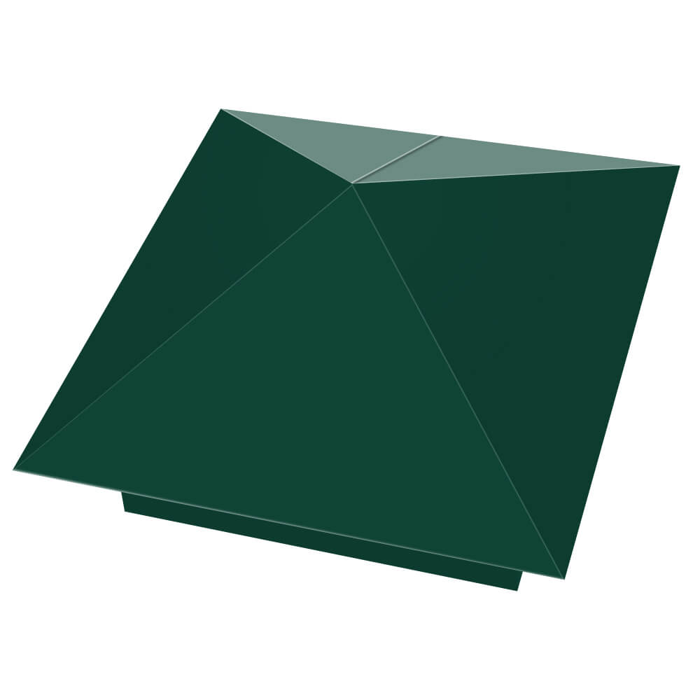 Колпак металлический 390х390мм RAL6005 Зеленый Мох заборный Казань фото