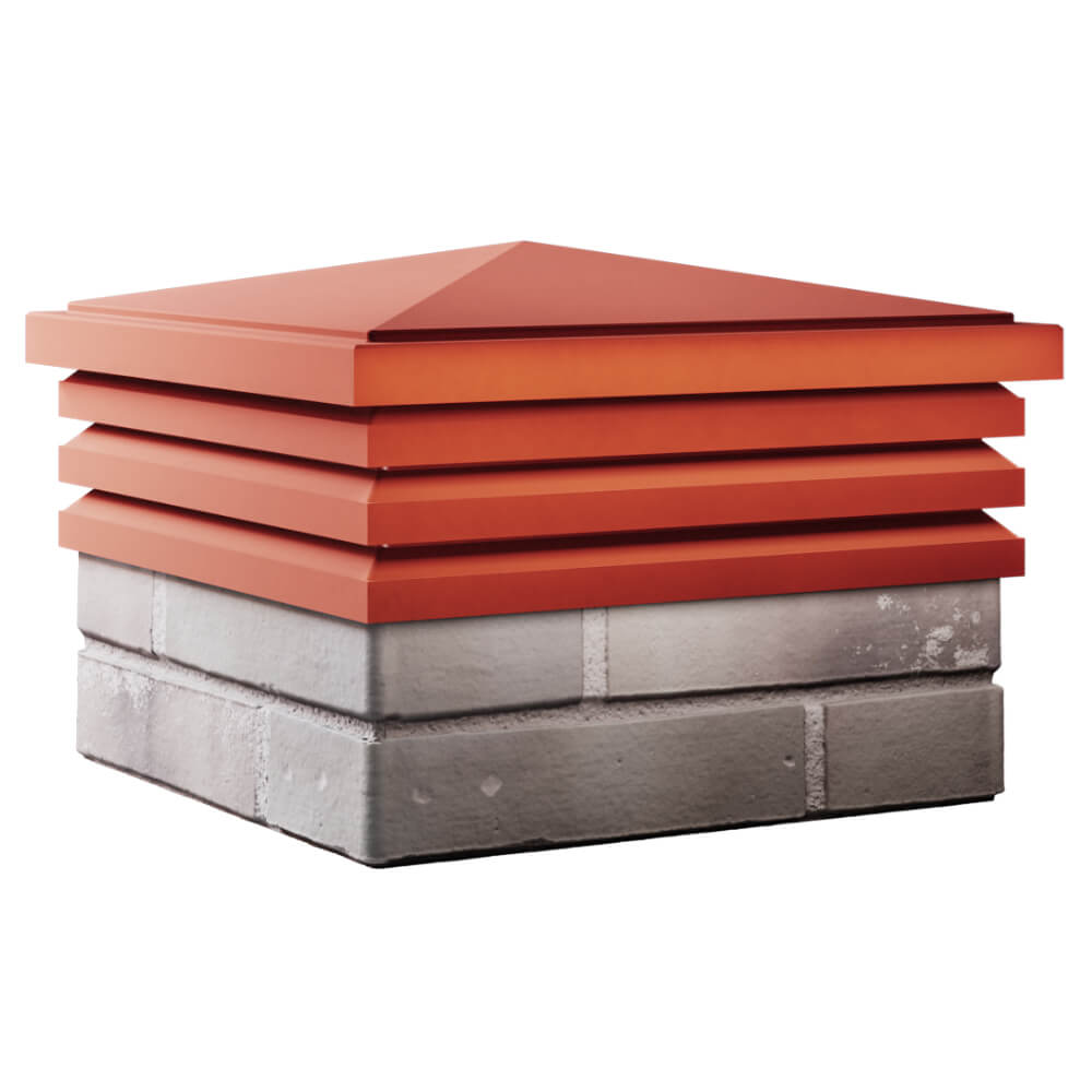 Колпак Zking Бона ХайТек Красный на столб 1.5х1.5 кирпича (385х385мм) в Казани фото