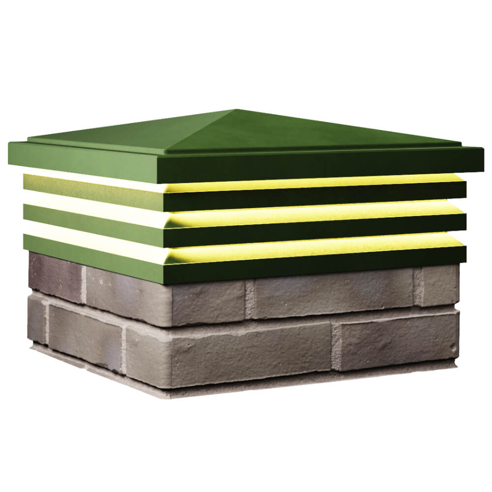 Колпак Zking Бона ХайТек Зеленый на столб 1.5х1.5 кирпича (385х385мм) с подсветкой в Казани фото