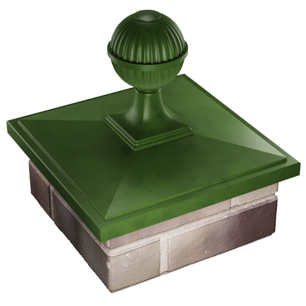Колпак Zking БонаМоно Зеленый с шаром на столб 1.5х1.5 кирпича (385х385, 400х400мм) в сборе в Казани фото