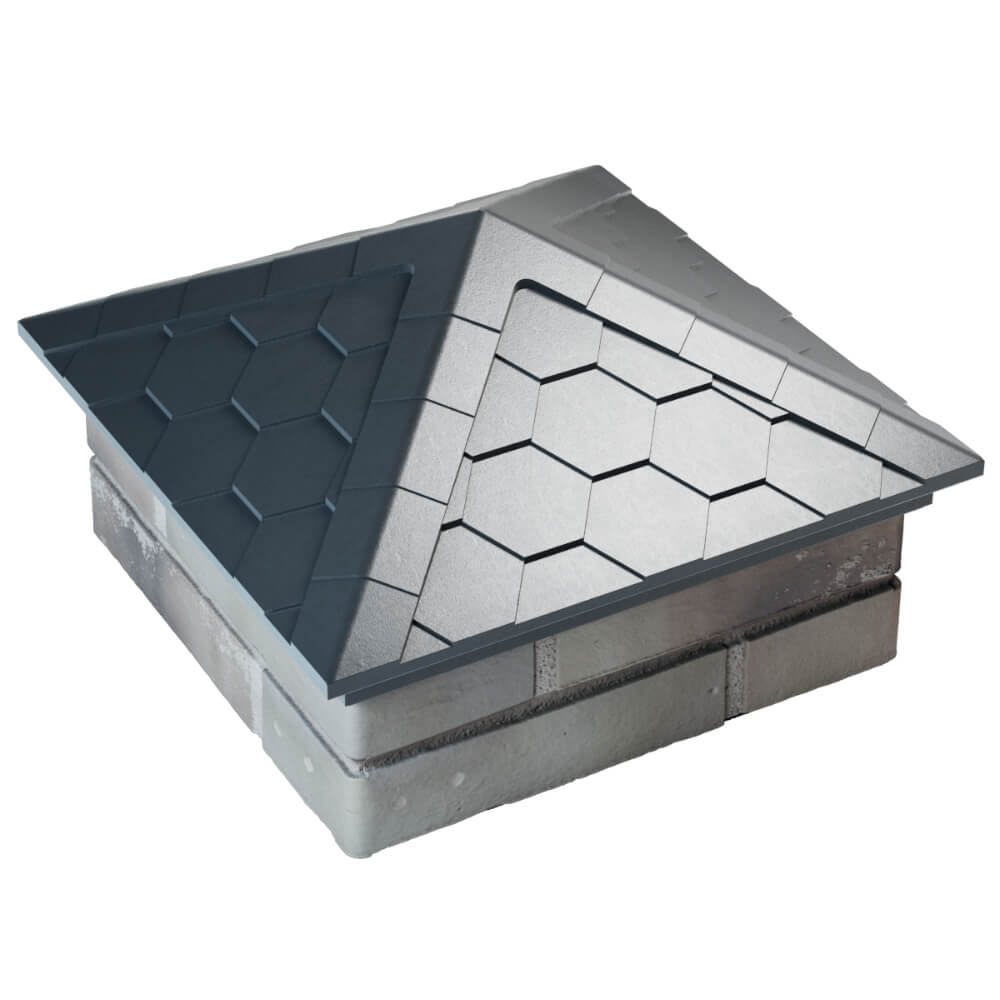 Колпак Zking Эверест Серый на столб 1.5х1.5 кирпича (390х390мм) в Казани фото