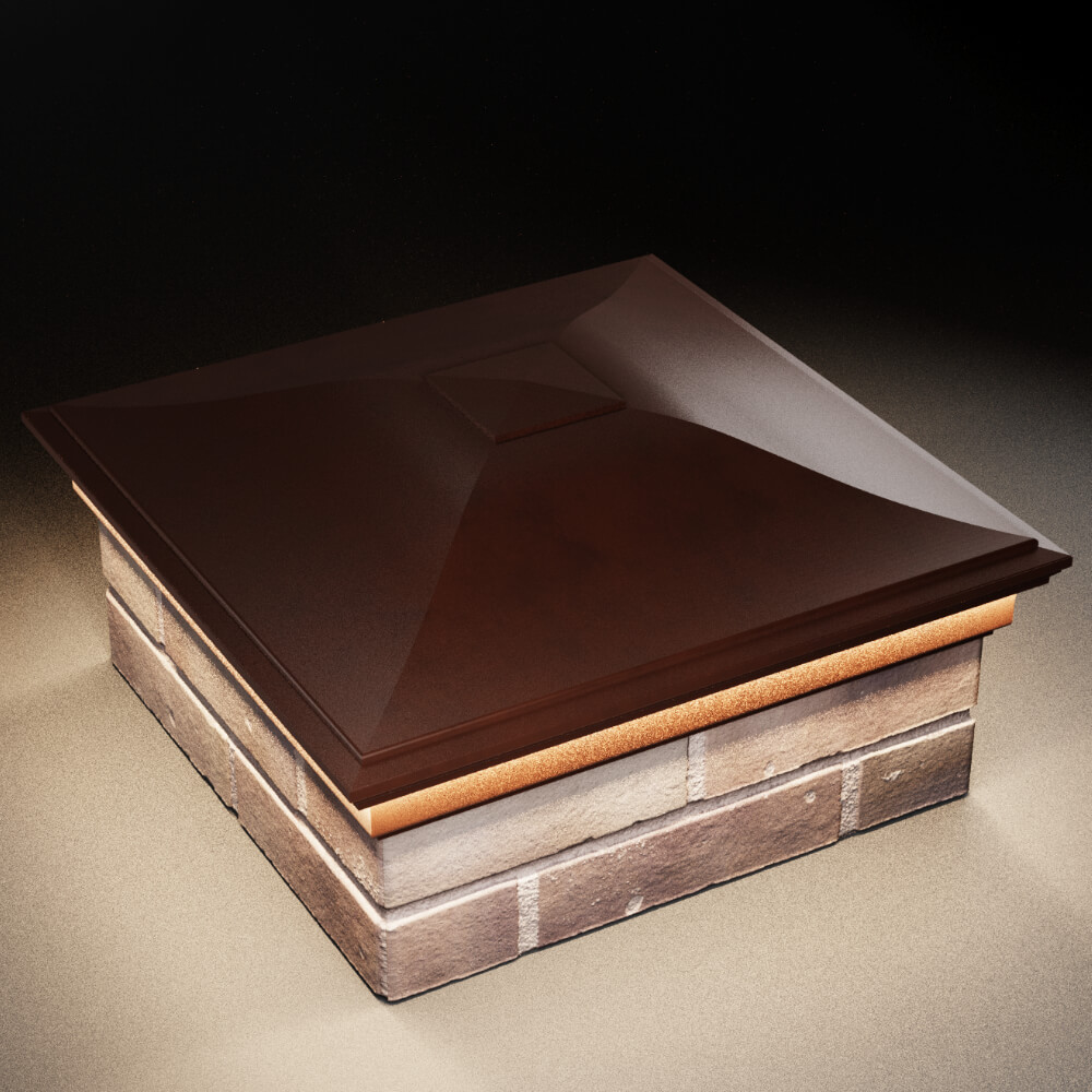 Колпак Zking Монблан Коричневый на столб 2х2 кирпича (515х515мм) c подсветкой в Казани фото