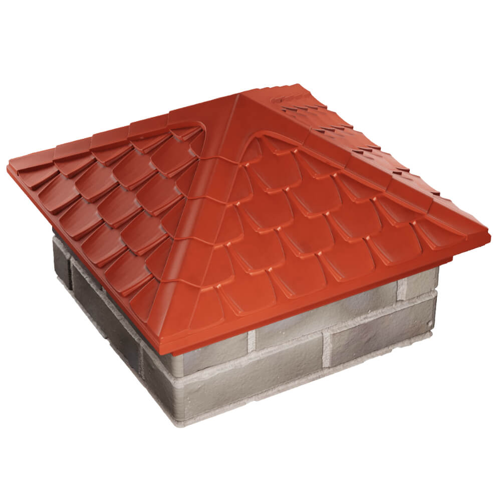 Колпак Zking Эльбрус Красный на столб 1.5х1.5 кирпича (385х385мм) в Казани фото