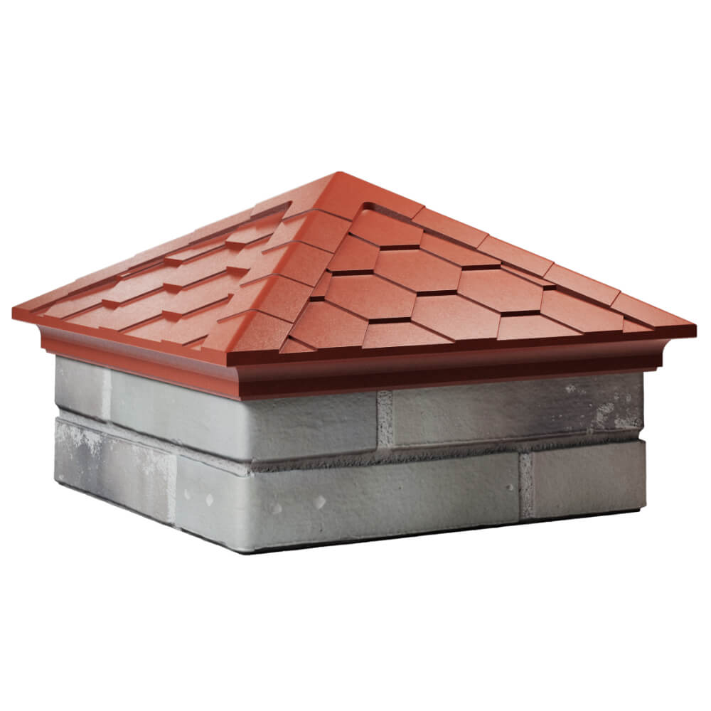 Колпак Zking Эверест Красный на столб 1.5х1.5 кирпича (390х390мм) в Казани фото