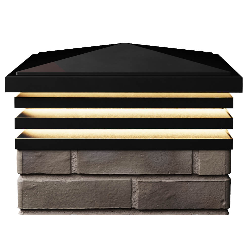 Колпак Zking Бона ХайТек Черный на столб 1.5х1.5 кирпича (385х385мм) с подсветкой в Казани фото