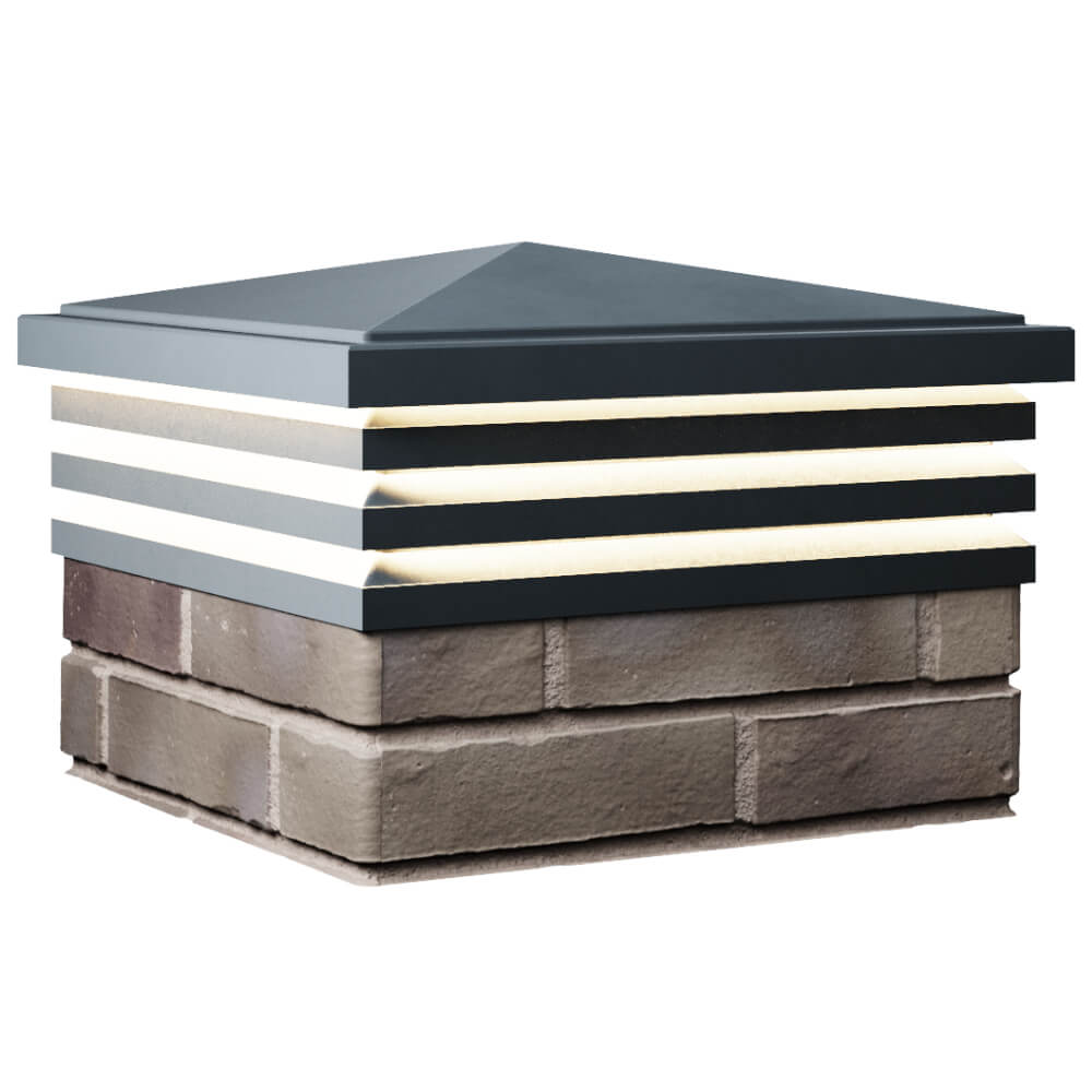 Колпак Zking Бона ХайТек Серый на столб 1.5х1.5 кирпича (385х385мм) с подсветкой в Казани фото