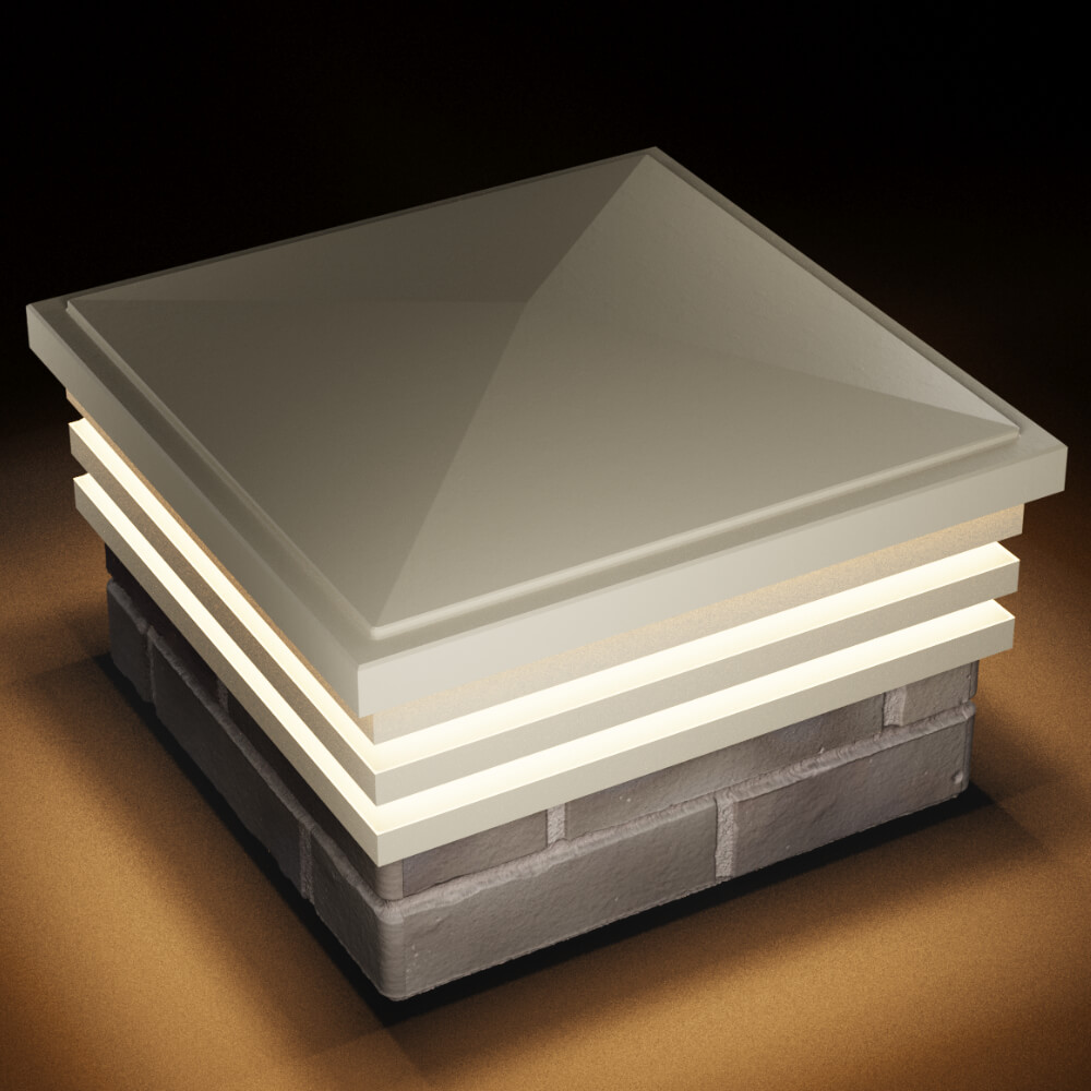 Колпак Zking Бона ХайТек Бежевый на столб 1.5х1.5 кирпича (385х385мм) с подсветкой в Казани фото