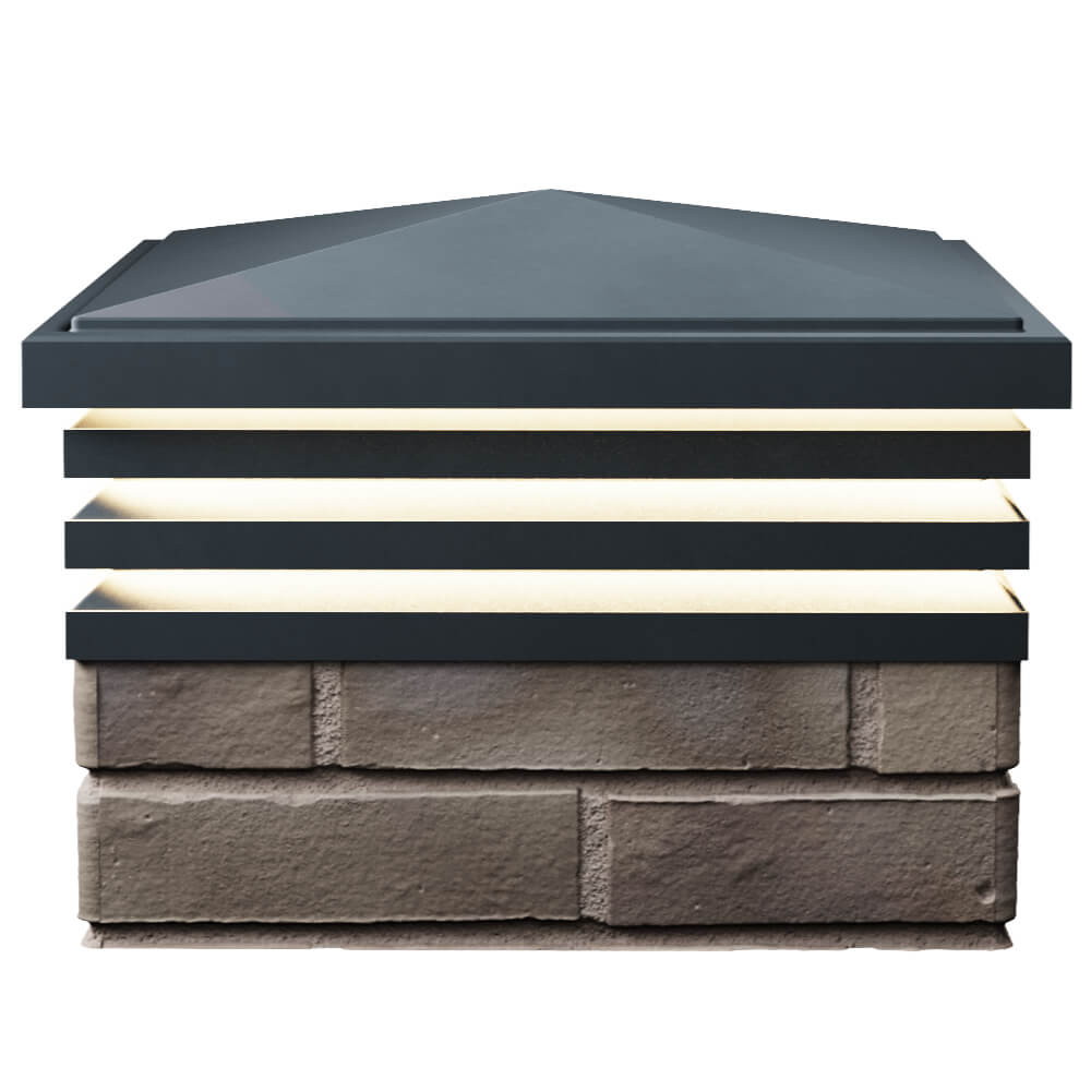 Колпак Zking Бона ХайТек Серый на столб 1.5х1.5 кирпича (385х385мм) с подсветкой в Казани фото