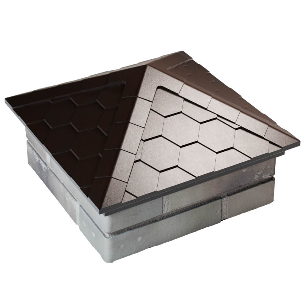 Колпак Zking Эверест Коричневый на столб 1.5х1.5 кирпича (390х390мм) в Казани фото