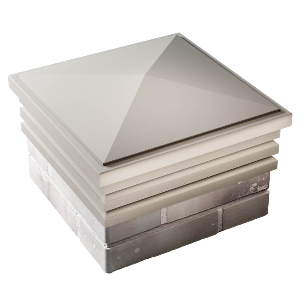 Колпак Zking Бона ХайТек Бежевый на столб 1.5х1.5 кирпича (385х385мм) в Казани фото