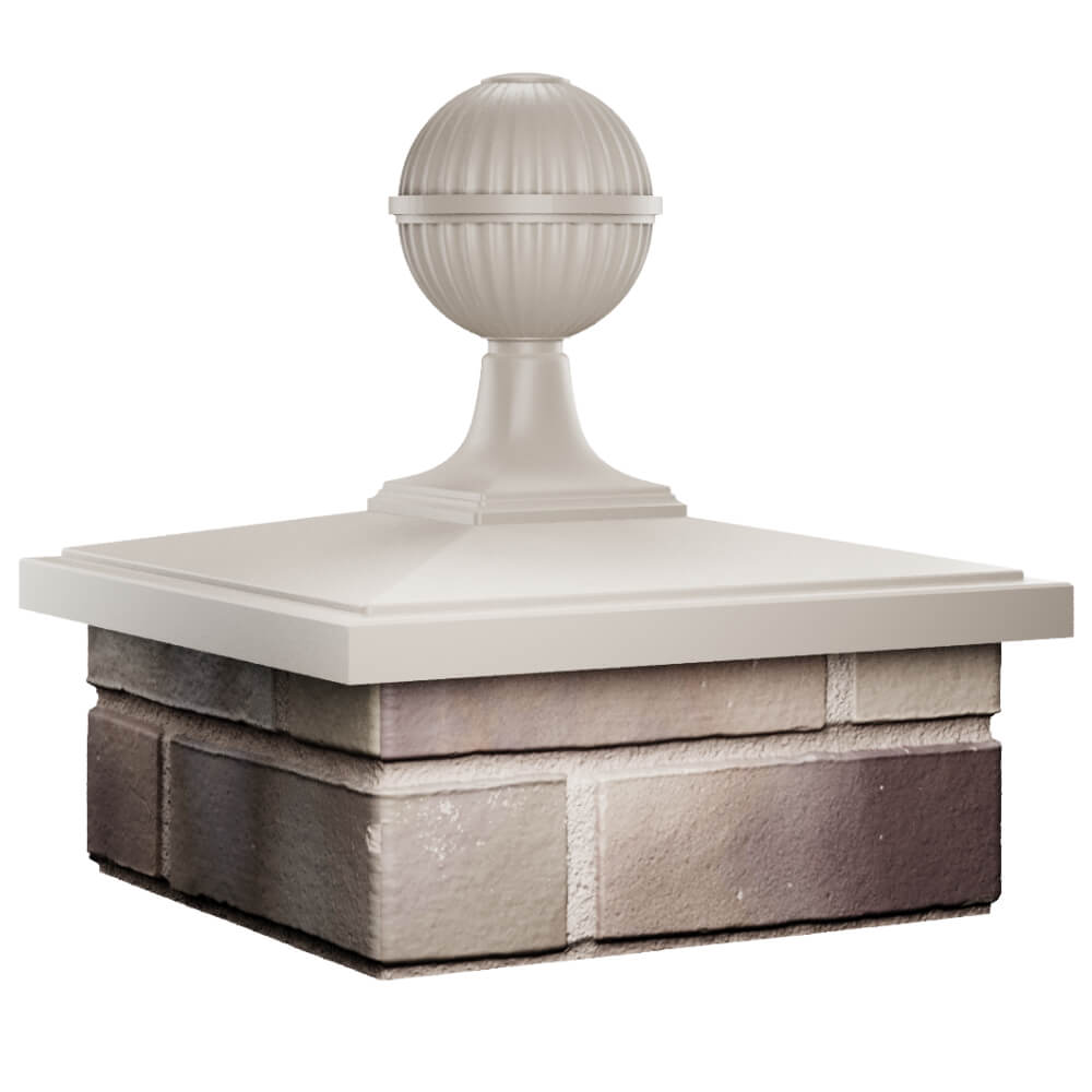 Колпак Zking БонаМоно Бежевый с шаром на столб 1.5х1.5 кирпича (385х385, 400х400мм) в сборе в Казани фото