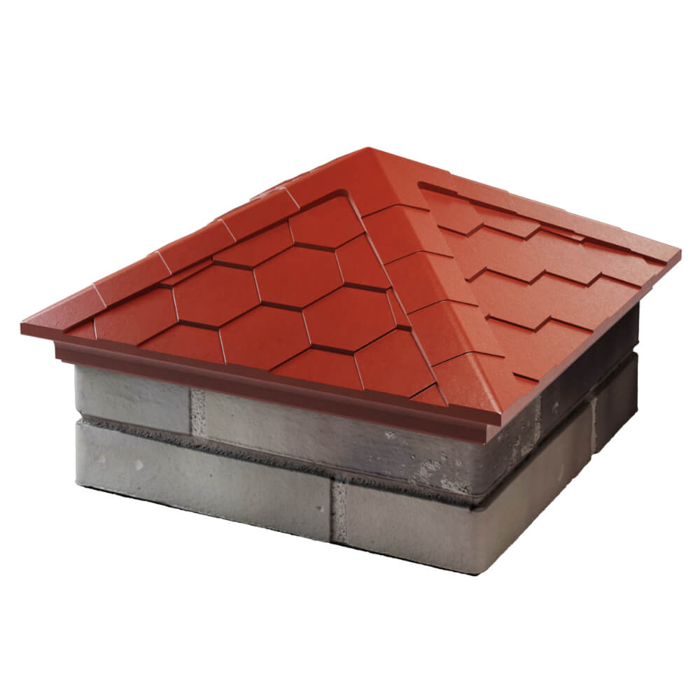 Колпак Zking Эверест Красный на столб 1.5х1.5 кирпича (390х390мм) в Казани фото