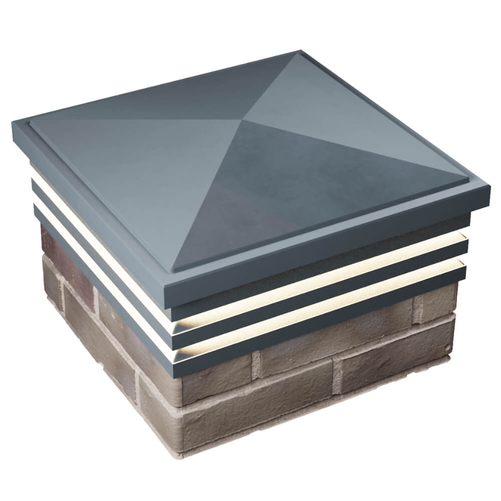 Колпак Zking Бона ХайТек Серый на столб 1.5х1.5 кирпича (385х385мм) с подсветкой в Казани фото