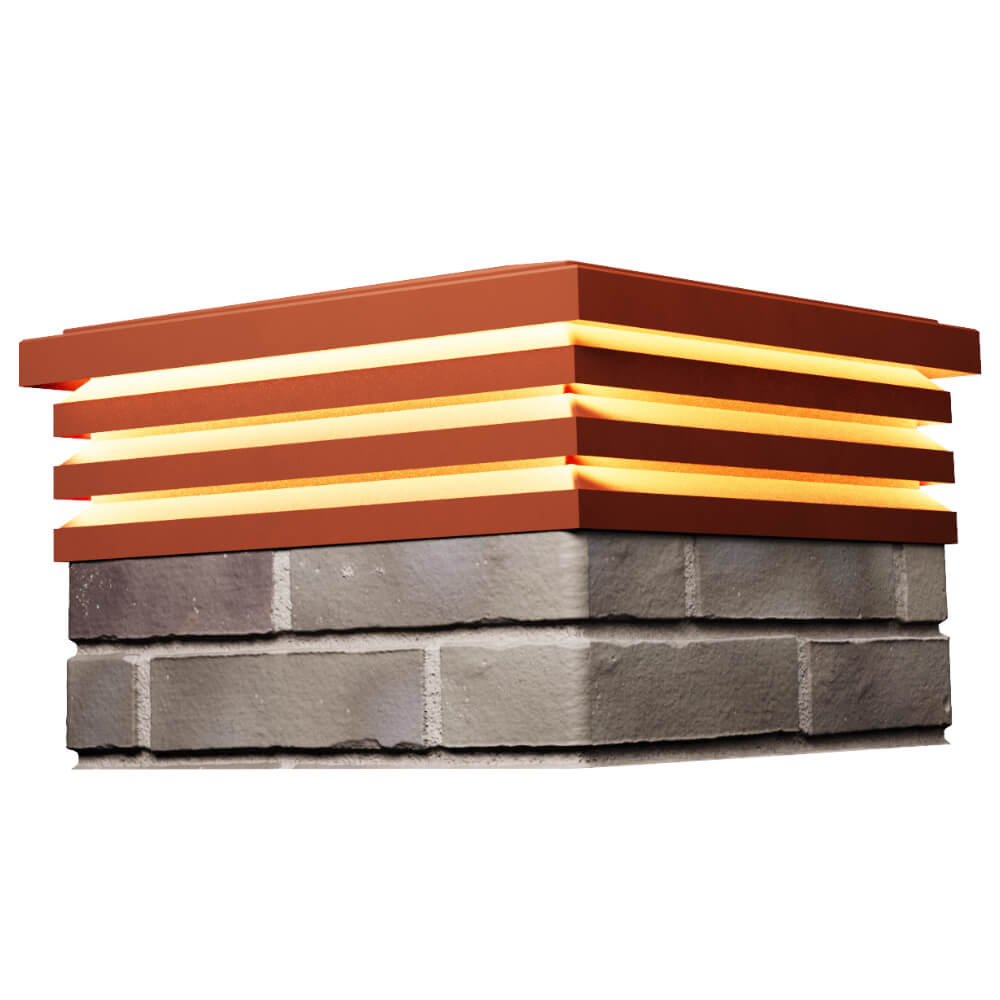 Колпак Zking Бона ХайТек Красный на столб 1.5х1.5 кирпича (385х385мм) с подсветкой в Казани фото