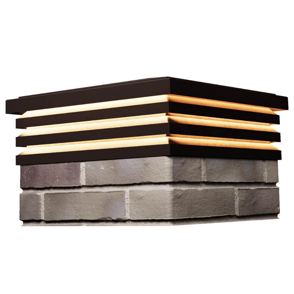 Колпак Zking Бона ХайТек Коричневый на столб 1.5х1.5 кирпича (385х385мм) с подсветкой в Казани фото