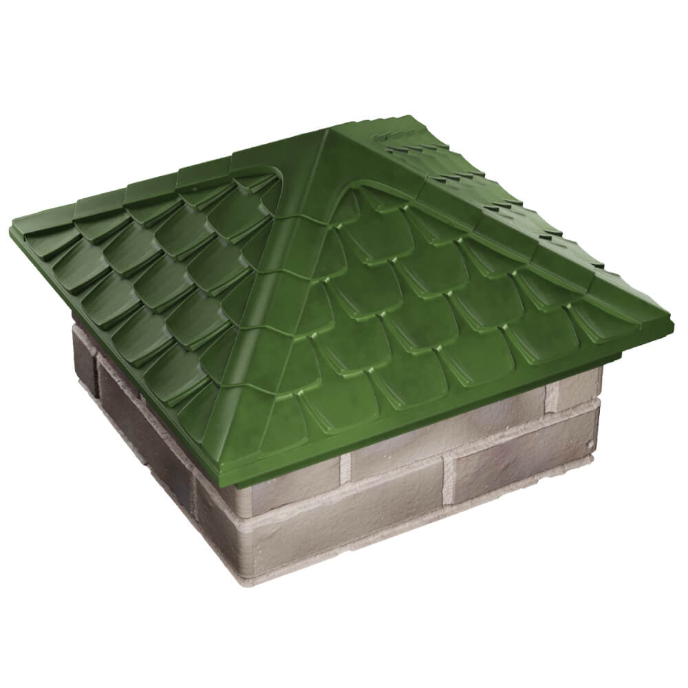 Колпак Zking Эльбрус Зеленый на столб 1.5х1.5 кирпича (385х385мм) в Казани фото