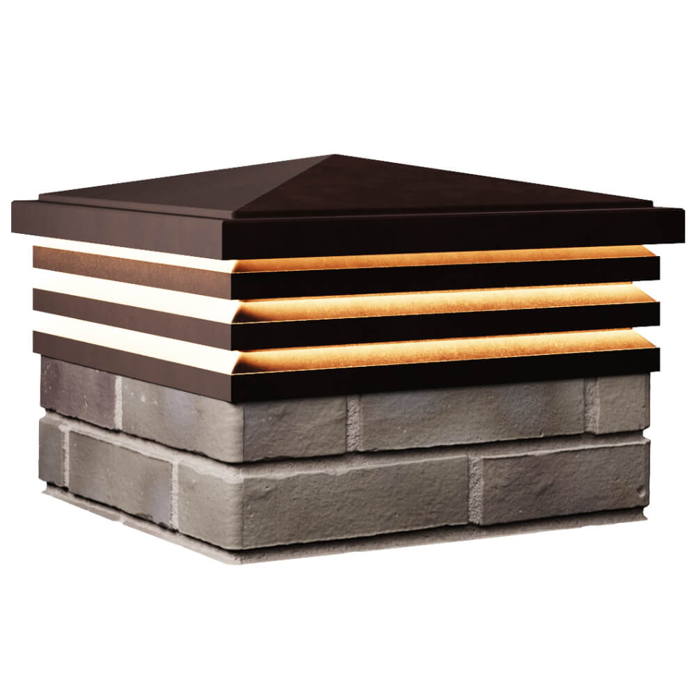 Колпак Zking Бона ХайТек Коричневый на столб 1.5х1.5 кирпича (385х385мм) с подсветкой в Казани фото