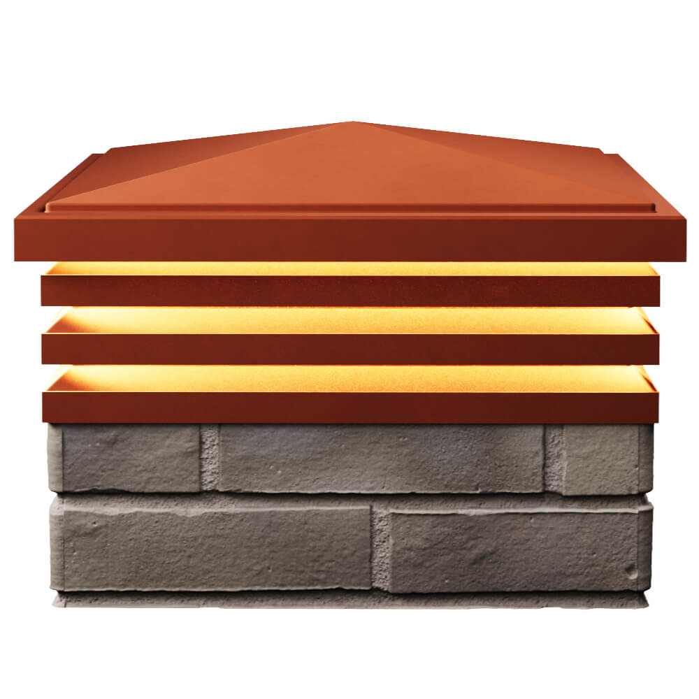 Колпак Zking Бона ХайТек Красный на столб 1.5х1.5 кирпича (385х385мм) с подсветкой в Казани фото