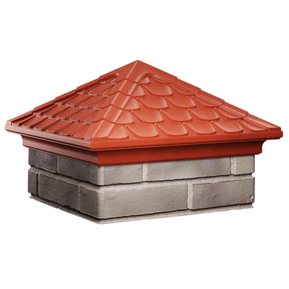 Колпак Zking Эльбрус Красный на столб 1.5х1.5 кирпича (385х385мм) в Казани фото