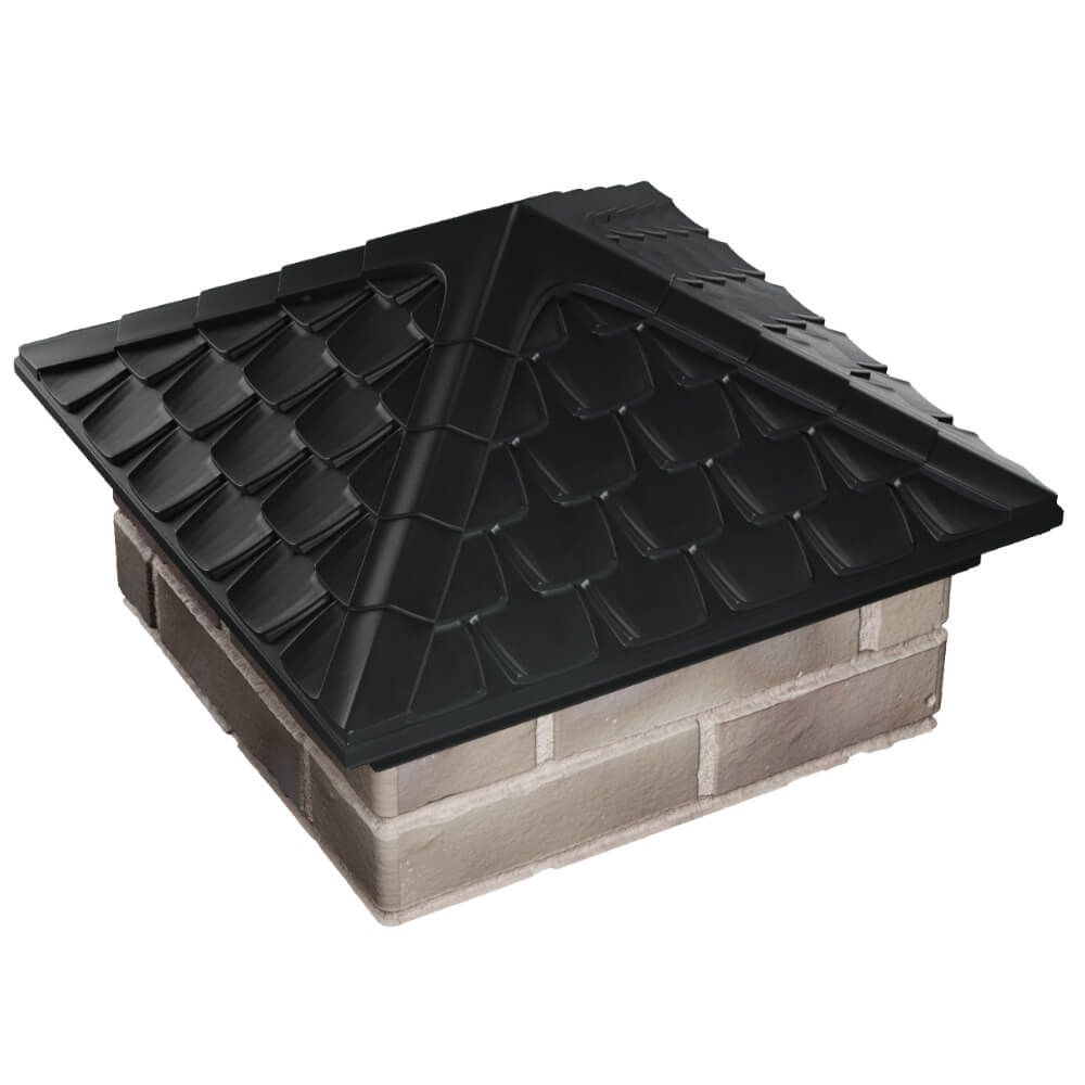 Колпак Zking Эльбрус Черный на столб 1.5х1.5 кирпича (385х385мм) в Казани фото