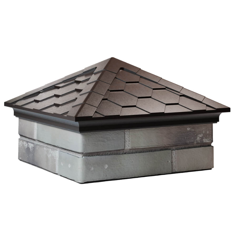 Колпак Zking Эверест Коричневый на столб 1.5х1.5 кирпича (390х390мм) в Казани фото