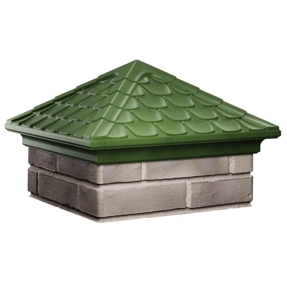 Колпак Zking Эльбрус Зеленый на столб 1.5х1.5 кирпича (385х385мм) в Казани фото