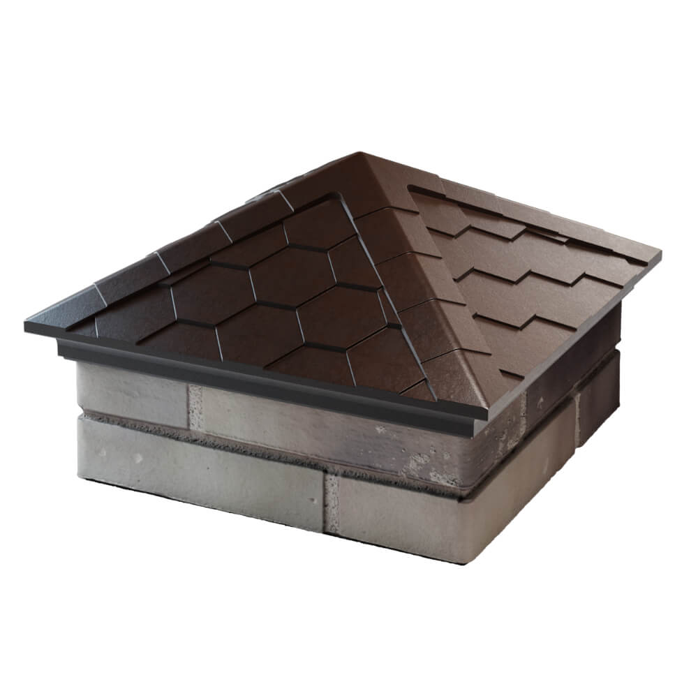 Колпак Zking Эверест Коричневый на столб 1.5х1.5 кирпича (390х390мм) в Казани фото