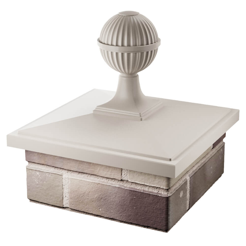 Колпак Zking БонаМоно Бежевый с шаром на столб 1.5х1.5 кирпича (385х385, 400х400мм) в сборе в Казани фото